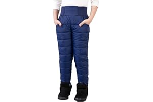 Girls Boys Snow Pants Kids Thick Winter Warm Pants Lightweight Windproof Down Ski Pants Outdoor Padded Trousers Activewear