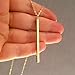 Fdesigner Leiothrix Simple Bar Long Y Necklace Chain Hoop Pendant Necklace Dangle for Women(Gold)