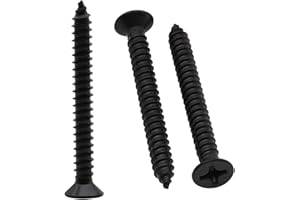 RoyceMart #14 x 1-1/2" (30 Pack) Stainless Steel Phillips Flat Head Wood Screws, Stainless Steel 304 (18-8), Flat Head Sheet Metal Screws Self Tapping Screws, Black Coated