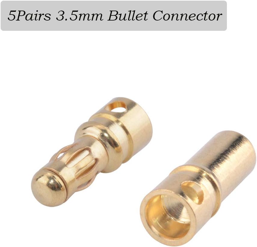 Nuofan 30Pairs RC Bullet Connectors 2mm/3.5mm / 4mm /5mm /6mm /8mm Gold Plated Banana Plug for RC Battery ESC Motor Wire(each 5pairs) - Image 4