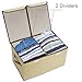 Foldable Storage Boxes, Cshidworld Large Linen Fabric Dual Clothing Storage Cubes Bin Baskets Box Containers Drawers with Lid and Handles -Beige