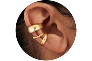 Moodear 3Pcs Chunky/Thin Ear Cuffs Non Piercing for Women - Dainty 14K Gold Plated Cuff Earring Trendy Cubic Zirconia Ear Cuff for Women Cartilage Jewelry Gift