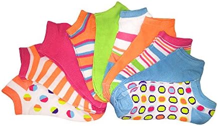 [954873-Assorted-9.11] Women's 10 Pack Fun Patterns &amp; Colors No Show Liner Socks