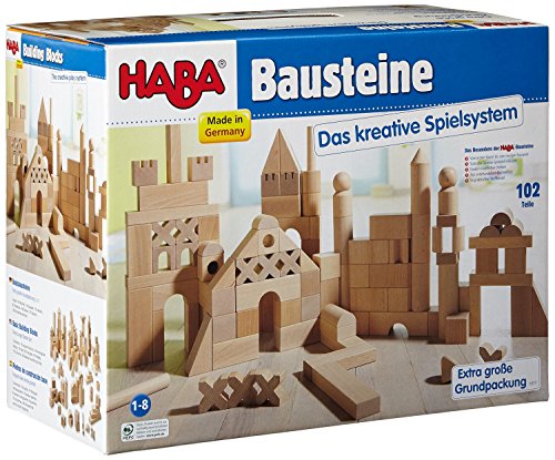 HABA Basic Building Blocks 102 Piece Extra Large Wooden Starter Set (Made in Germany)