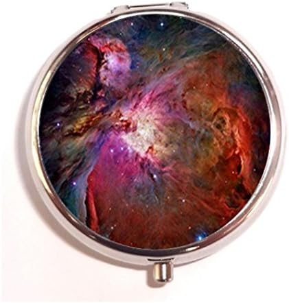 Deep Space Nebula Fashion Custom Round Silver Pill Box Pocket 2.1 inches Medicine Tablet Holder Organizer Case for Purse