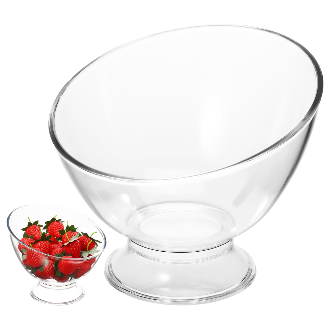 DOITOOL Clear Acrylic Salad Bowl 12 Inch Angled Serving Dish for Fruit Dessert Ice Cream Multi-Function Transparent Plastic Bowl for Home Kitchen