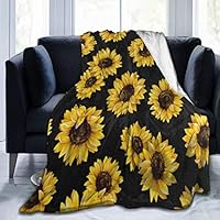 YIXKC Fleece Blanket Shabby Chic Floral Sunflower Ultra-Soft Microfiber Luxury Bed Blanket