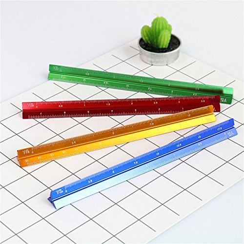 Ownstyle Architectural Engineers Triangular Scale 15 Cm Metric Metal Triangular Scale Ruler (Small proportion, Blue) - Thumbnail 2