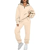 AUTOMET Women's Sweatsuits 2 Piece Outfits Lounge Sets Long Sleeve Half Zip Pullover and Baggy Sweatpants with Pockets