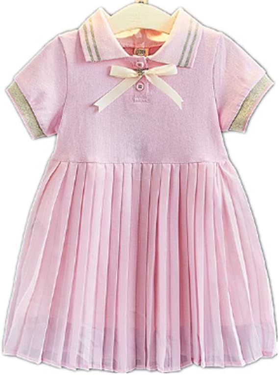 Amazon Elfin Park ワンピース 半袖 子供服 ポロシャツ ガールズ ロングドレス プリーツスカート ロングtシャツ リボン 蝶結び ユニフォーム 女の子 通学 通園 カジュアル スポーツ ワンピース チュニック 通販