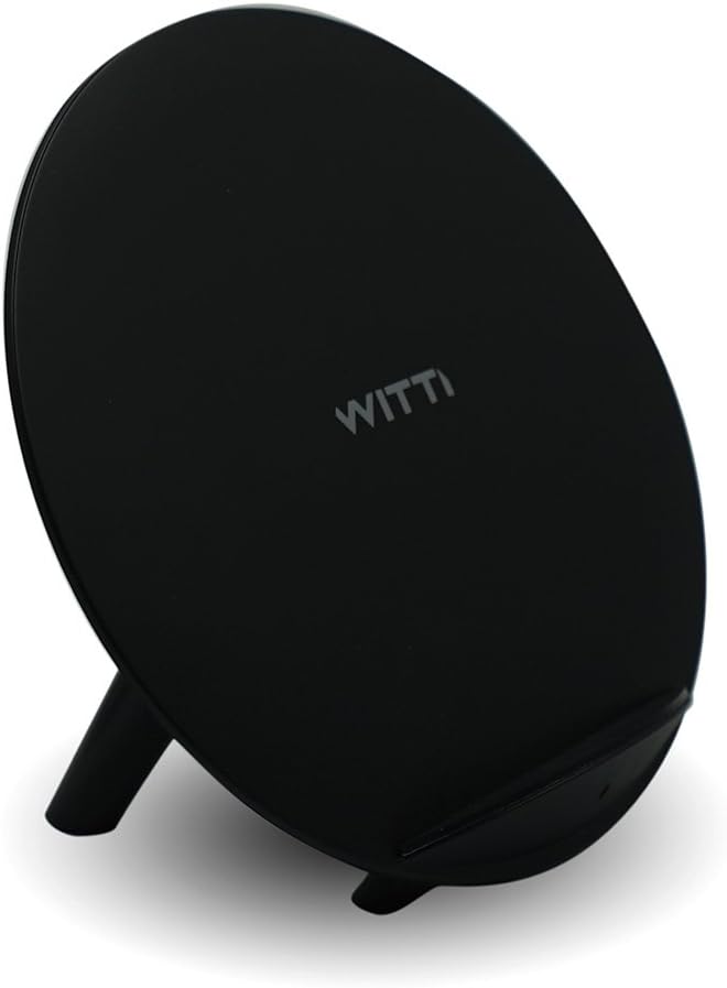 WITTI Candi | Qi Certified Wireless Charger Stand (Black) for Apple iPhone 11/11Pro, 10W Fast-Charging for Galaxy S10/S9 /S8/ /S7/ Edge/S6 Edge and Note 10/9/8 (AC Adapter Not Included)