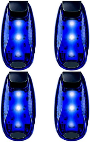 3 Modes LED Safety Lights 4 Packs Clip on Strobe Running Cycling Dog Collar Bike Tail Warning Light High Visibility Accessories for Reflective Gear (Blue)