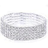 Malltop Luxury Women Bridal 5 Layer Crystal Rhinestone Elastic Bangle Bracelet