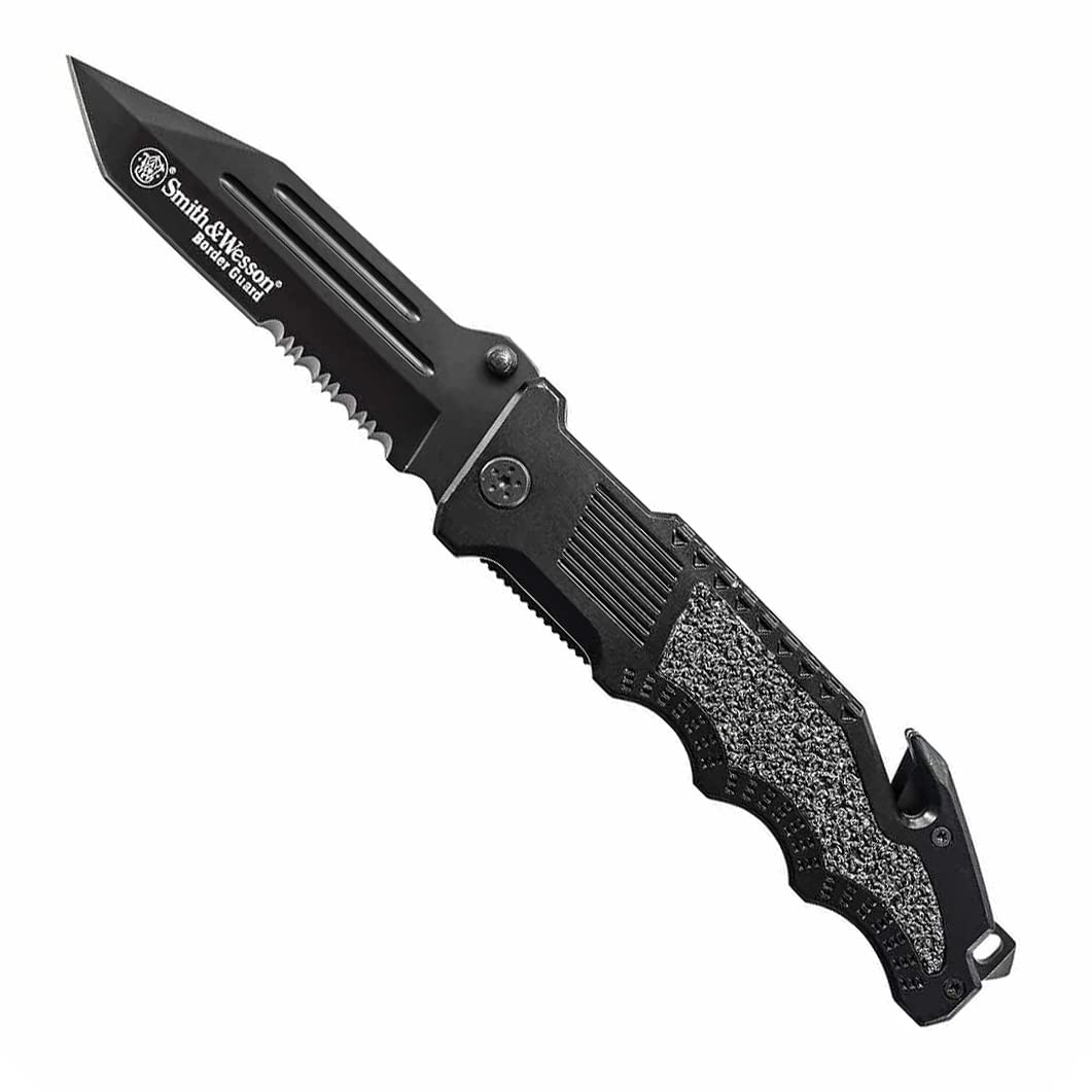 Photo 1 of Smith & Wesson Border Guard SWBG6TS 10.1in S.S. Folding Knife with 4.2in Serrated Tanto Blade and G-10 Handle for Outdoor, Tactical, Survival and EDC