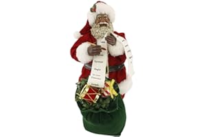 Windy Hill Collection 12” Fabric Mache Ethnic African American Traditional Toy Bag Santa Claus 121025