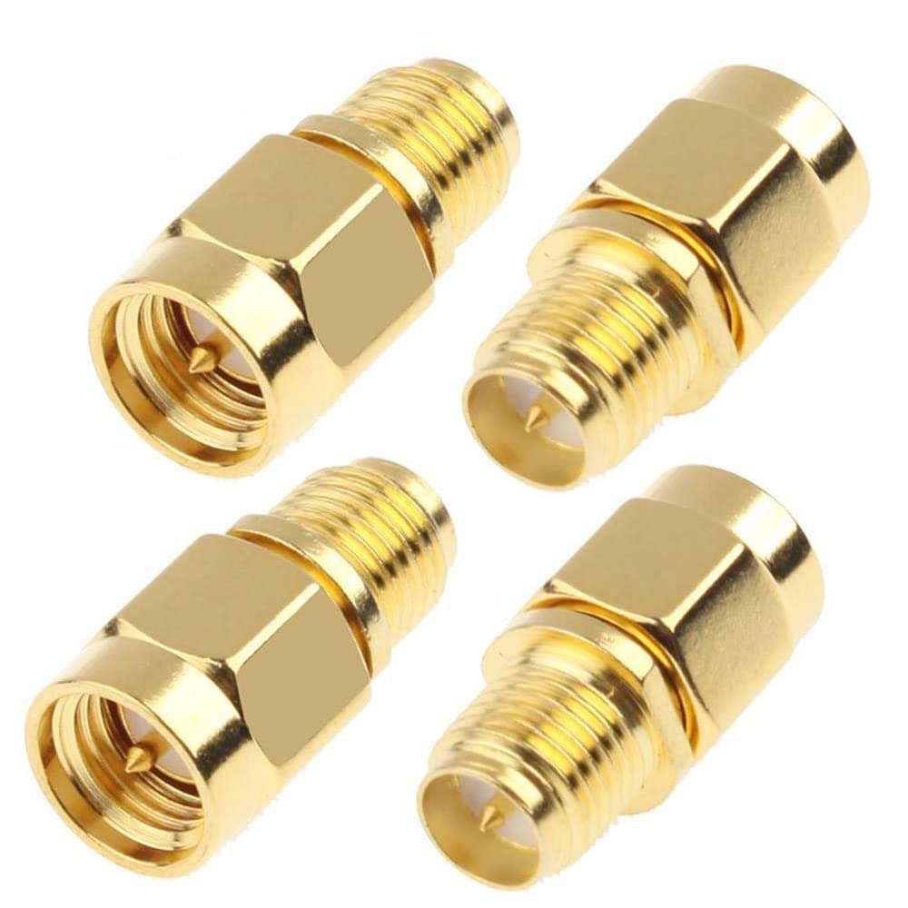 TengKo SMA Male Plug to RP-SMA Female RF Straight Connector Gold Plating Adapter (4 PCS)