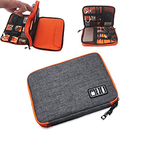 Urmiss Waterproof Double Layer Travel Gear Organizer Electronics Accessories Bag Phone Charger Case iPad Pouch Bags - Thumbnail 5