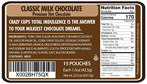image for Crazy Cups Gourmet Hot Chocolate Packets, Indulgent Milk Chocolate H
