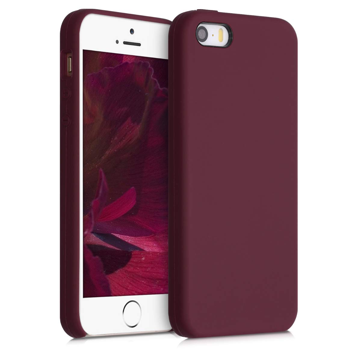 kwmobile Case for Apple iPhone SE (1.Gen 2016) / iPhone 5 / iPhone 5S Case - Soft Cover - Shockproof Silicone - Wireless Charging Tawny Red โ image 1