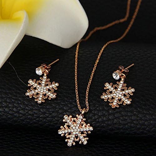 High Quality GOLD Crystal jewelerys set girls fashion Christmas gift party Snowflakes children earrings Necklaces sets
