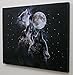Wolf Canvas Print - LED Lighted Print - 3 Wolves Howling at the Moon and Starry Night Sky Scene - 16x12 Inch