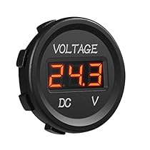 MICTUNING DC 12V LED Digital Display Voltmeter Waterproof for Boat Marine Vehicle Motorcycle Truck ATV UTV Car Camper Caravan Red Digital Round Panel