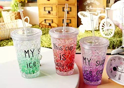 Artistic India Attractive Acrylic Frosty Mason Jar with Strew and Lid Freezing Gel,350 ml,1Pcs (Random Color)