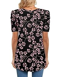 CATHY Womens Summer Tshirt Short Puff Sleeve Tunic