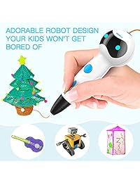 Nulaxy Robot 3D Pen 2018   Bolígrafo de impresión 3D para niños con mandos de voz, alimentación automática, filamentos PLA ABS, manualidades de bricolaje, soporte para bolígrafos, juguetes creativos para niños y adultos, color blanco