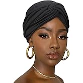 DRESHOW African Turban for Women Knotted Hairwraps for Sleeping Turban Headwraps Head Warmer Scarf for Black Women Chemo Cap