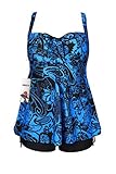 Plus Size Swimsuits for Women Two Piece Tankini Floral Print