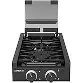 CONTOURE 2 Burner RV Gas Cooktop – Recessed Propane Stove with Flame Failure Safety Sensor, Glass Cover Lid, Dual 6,500 BTU B