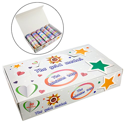 image for ONEONEY 50 Rolls Glitter Washi Masking Tape Set,Great for DIY Decor Sc