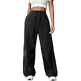 ATHMILE Womens Wide Leg Sweatpants Baggy Y2K Cargo Pants Drawstring Waist Lounge Joggers Trendy Knee Pleated Sweats