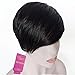 HOTKIS Human Hair Short Black Wig With Bangs Short Human Hair Wigs For Women Short Black Straight Wigs (Long Bangs-1b#)