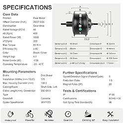 BAFANG 48V 1000W Rear Hub Motor : 26 Inch Fat Tire