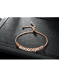 Presentski - Pulsera de abeja de abeja de plata de ley 925, chapada en oro rosa, joyería ajustable para mujeres y niñas