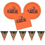 Hawg Motorcycle Party Pack - 16 guests - cake plates, napkins and banner by Dr Dry