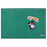 WA Portman Rotary Cutter Set I 45mm Rotary Fabric Cutter with 5 Extra Cutter Blades and 24x36 inch Self Healing Cutting Mat Set I Great for Crafting Sewing Quilting Scrapbooking Enthusiasts
