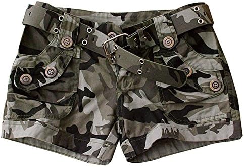 BabYoung Women Shorts Camouflage Printed Outdoor Shorts With Belt Plus Size 4XL