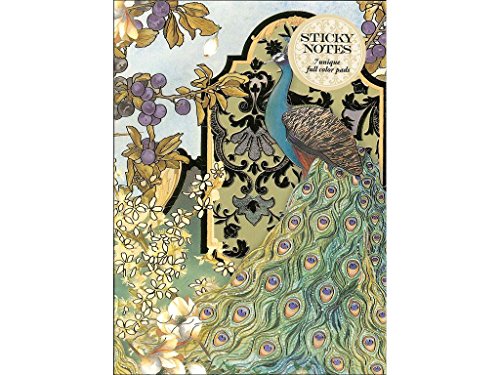 Punch Studio Portfolio Peacock/Garden Sticky Notes Pad Peacck/Gdn