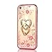 iPhone SE Case, iPhone 5S Case, Casesup Glitter Crystal Heart Floral Series - Slim Luxury Bling Rhinestone Clear TPU Case With Ring Stand For iPhone SE/5S/5, Rose Gold