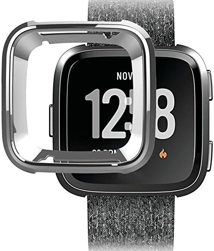 certainPL for Fitbit Versa Case, Ultra-thin TPU Full Cover Case Protective Bumper for Fitbit Versa (Silver)