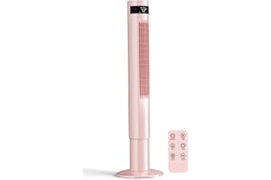 Antarctic Star 43 inch Tower Fan Portable Electric Oscillating Fan Quiet Remote Control Bladeless Floor Fan 3-Speed Wind Mode 12H Timer Bedroom Office Pink
