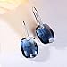 EleQueen 925 Sterling Silver CZ Rectangle Hook Drop Earrings Denim Blue Made with Austrian Crystal for Women Girl, Valentine's Day/Mother's Day/Christmas Jewelry Gift for Girlfriend/Mom
