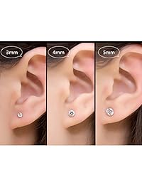 Besjewel Aretes con pasador, de cristal. 6 Pares de aretes de acero quirúrgico, hipoalergénicos, de 3-5 milímetros.