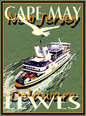 Amazon Com Cape May Lewes Ferry Art Deco Style Vintage Travel