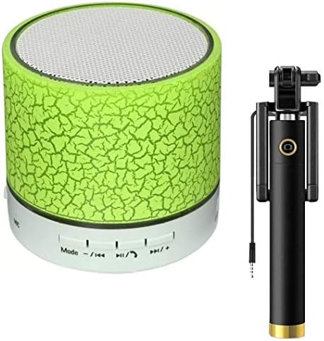 RapGear S10 Wireless Led Light Bluetooth Speakers with Microphone for Calling Functions, Sd Card Supported & Universal Adjustable Long Locust Pocket Sized Selfie Stick