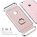 KAMII rrx-700 3-in-1 Ultra Slim Design Hybrid (Metal Textured Grip) Anti Skidding Pc Hard Back Cover with Delicate Ring Kickstand for iPhone 6 Plus, iPhone 6S Plus, Rose Gold