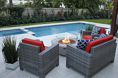 AKOYA-Outdoor-Essentials-4-Piece-42-Modern-Fire-Pit-Table-Bowl-wOutdoor-Patio-Furniture-Set-in-by-42-Bowl-Cobalt-Blue